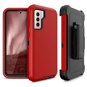 Heavy Duty Defender Galaxy S21 Plus 5G Case Belt Clip holster - Red/Black-MyPhoneCase.com