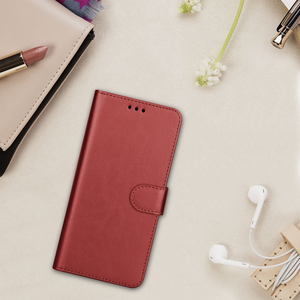 Premium Leather Flip Folio [iPhone 14 Pro] Wallet Case w/ Card Holder - Red-MyPhoneCase.com