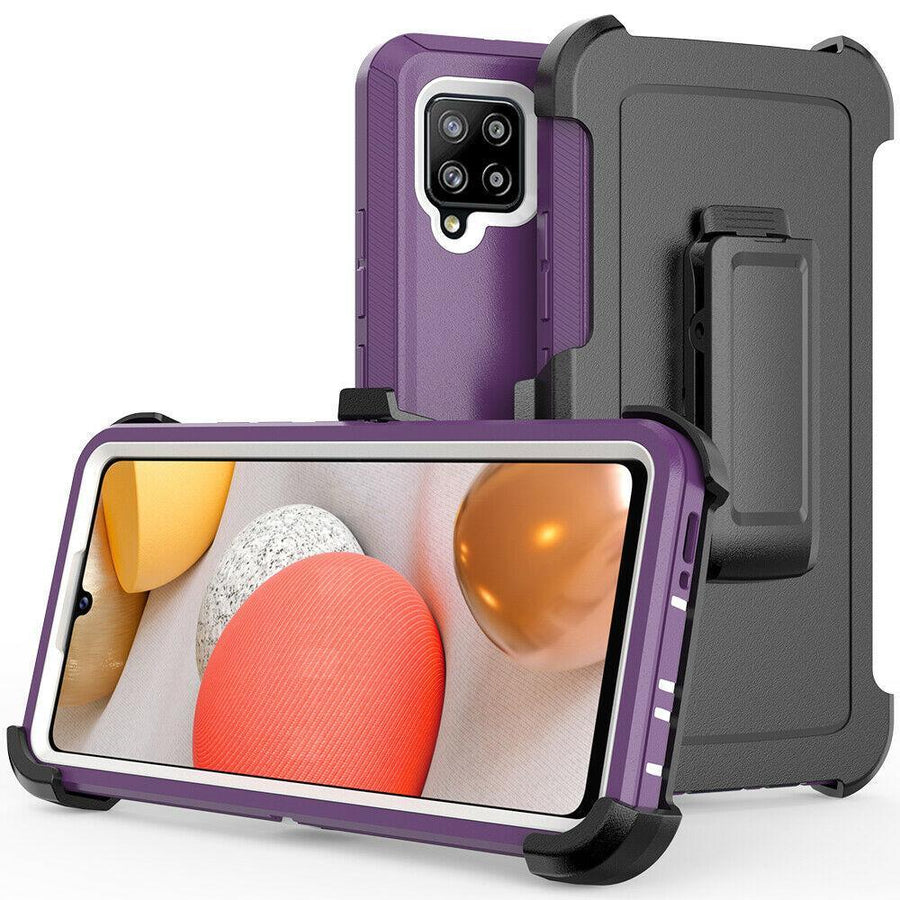 Heavy Duty Rugged Defender [Galaxy A42 5G] Case - Purple/White-MyPhoneCase.com