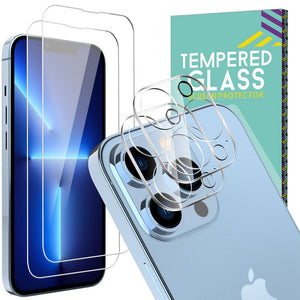 [2+3 Pack]  iPhone 13 Mini (5.4") Tempered Glass Screen / Camera Protector Kit-MyPhoneCase.com