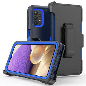 Heavy Duty Rugged Defender Galaxy A03s Case Belt Clip Holster - Navy/Blue-MyPhoneCase.com