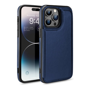 Slim Leather Back Cover [iPhone 14 Pro] Wallet Case w/ Card Holder - Blue-MyPhoneCase.com