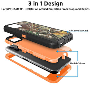 Heavy Duty Defender iPhone 11 Pro Case Belt Clip Holster - RealTree Blaze-MyPhoneCase.com