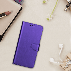Premium Leather Flip Folio [iPhone 14] Wallet Case w/ Card Holder - Purple-MyPhoneCase.com