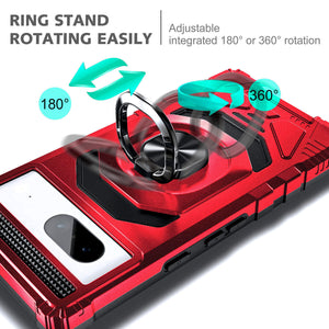 Max Armor Ring Holder Kickstand [Google Pixel 7] Case - Red-MyPhoneCase.com