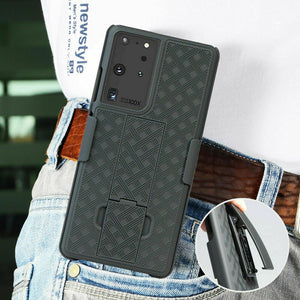 Rugged Slim Shell Fitted Cover Galaxy S21 5G (6.2") Case w/ Holster Belt Clip-MyPhoneCase.com