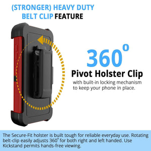 Heavy Duty Shockproof Defender Galaxy S21 5G (6.2") Case Holster - Red-MyPhoneCase.com