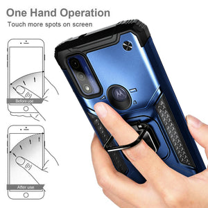 Metallic Shockproof Ring Kickstand [Moto G Pure] Case - Blue-MyPhoneCase.com